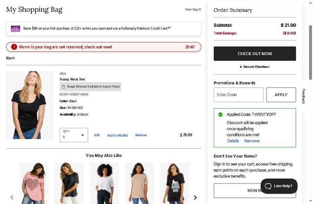 Ellos checkout page showing Ellos promo code box | Screenshot taken by SimplyCodes community member on Aug 12, 2025