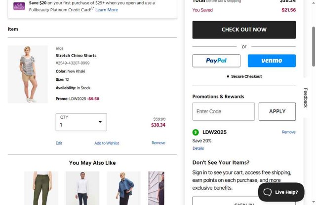 Ellos checkout page showing Ellos promo code box | Screenshot taken by SimplyCodes community member on Aug 28, 2025