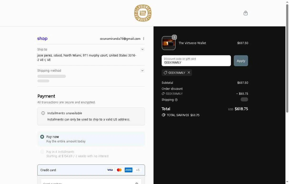 Ellusionist checkout page showing Ellusionist promo code box | Screenshot taken by SimplyCodes community member on Feb 3, 2026