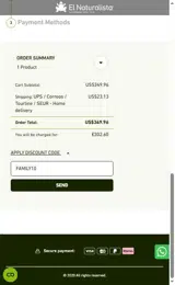 El Naturalista coupon verification screenshot