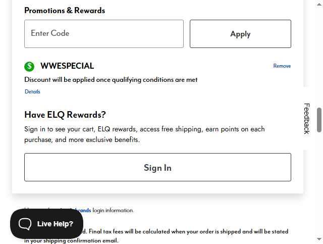 Eloquii checkout page showing Eloquii coupon code box | Screenshot taken by SimplyCodes community member on Sep 13, 2025