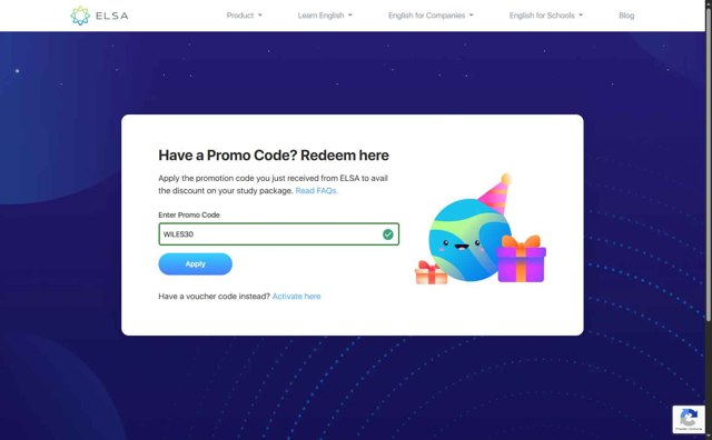 ELSA Speak checkout page showing ELSA Speak promo code box | Screenshot taken by SimplyCodes community member on Jul 25, 2025