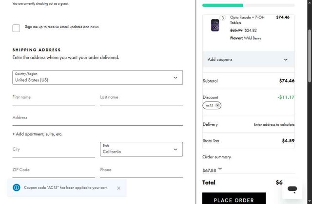 ELYXR checkout page showing ELYXR discount code box | Screenshot taken by SimplyCodes community member on Aug 17, 2025