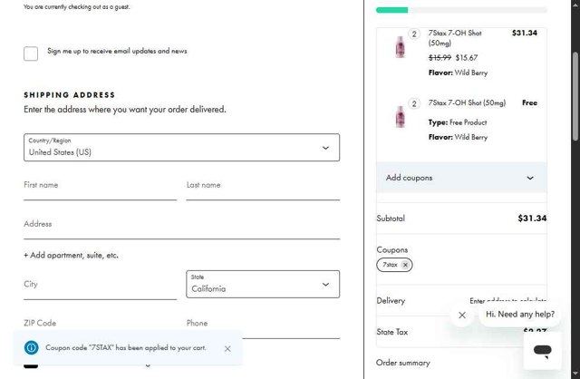 ELYXR checkout page showing ELYXR discount code box | Screenshot taken by SimplyCodes community member on Aug 21, 2025