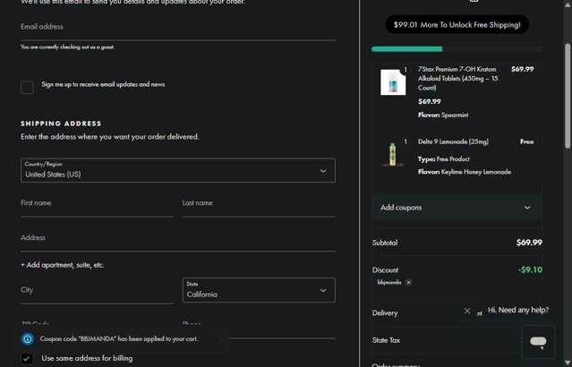 ELYXR checkout page showing ELYXR discount code box | Screenshot taken by SimplyCodes community member on Sep 7, 2025