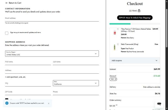 ELYXR checkout page showing ELYXR discount code box | Screenshot taken by SimplyCodes community member on Aug 31, 2025