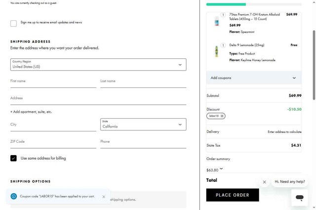 ELYXR checkout page showing ELYXR discount code box | Screenshot taken by SimplyCodes community member on Aug 30, 2025