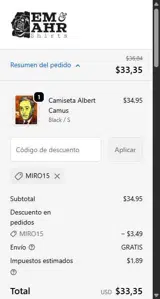 MIRO15 coupon verification screenshot