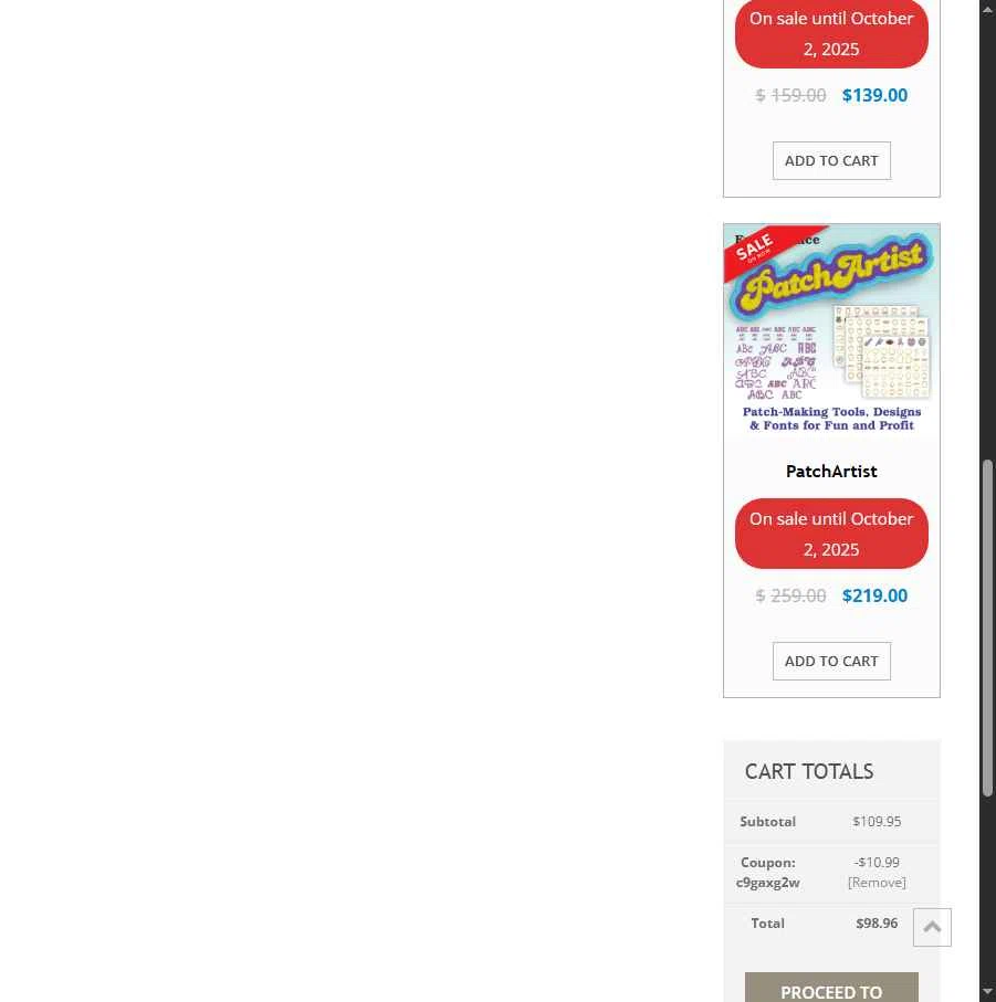 Embrilliance checkout page showing Embrilliance coupon code box | Screenshot taken by SimplyCodes community member on Sep 28, 2025
