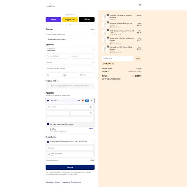 Embryolisse checkout page showing Embryolisse discount code box | Screenshot taken by SimplyCodes community member on Sep 12, 2025