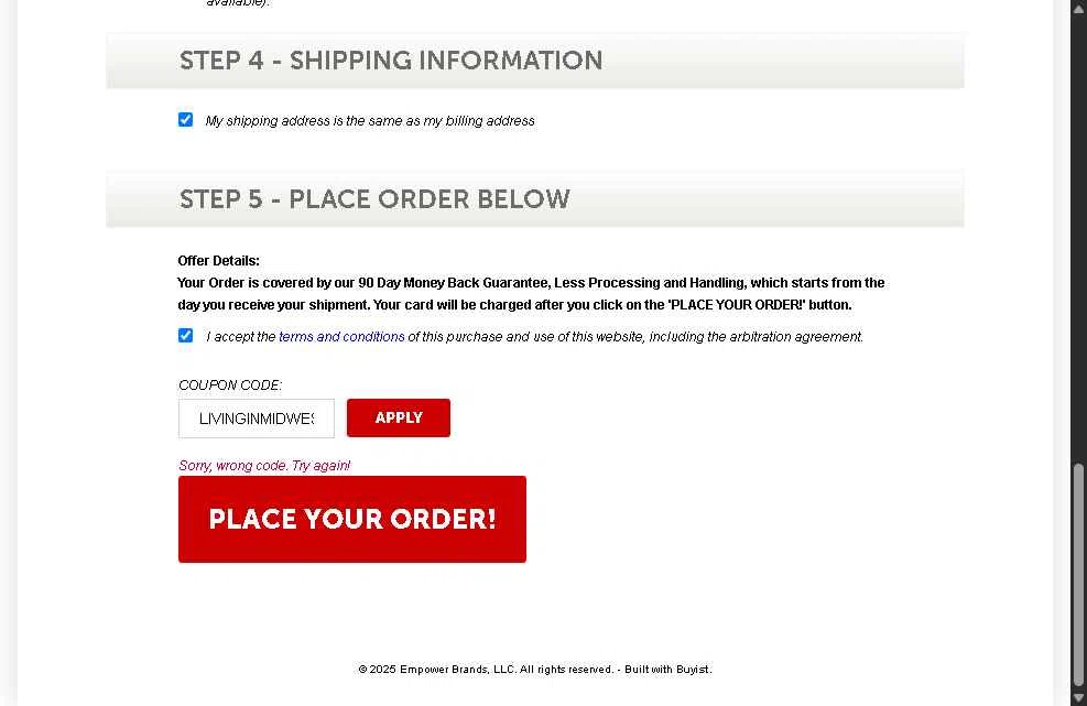 Emeril Everyday checkout page showing Emeril Everyday coupon code box | Screenshot taken by SimplyCodes community member on Jun 10, 2025