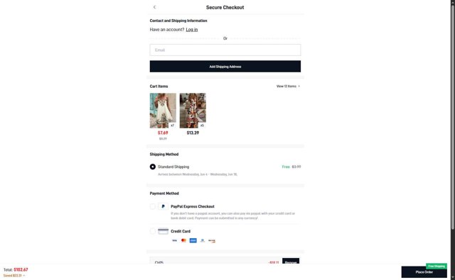 Emery Rose checkout page showing Emery Rose discount code box | Screenshot taken by SimplyCodes community member on May 28, 2025