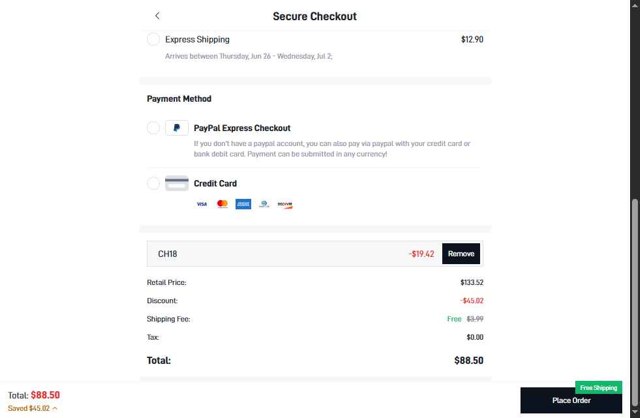 Emery Rose checkout page showing Emery Rose discount code box | Screenshot taken by SimplyCodes community member on Jun 20, 2025