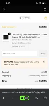 Empava10 coupon verification screenshot