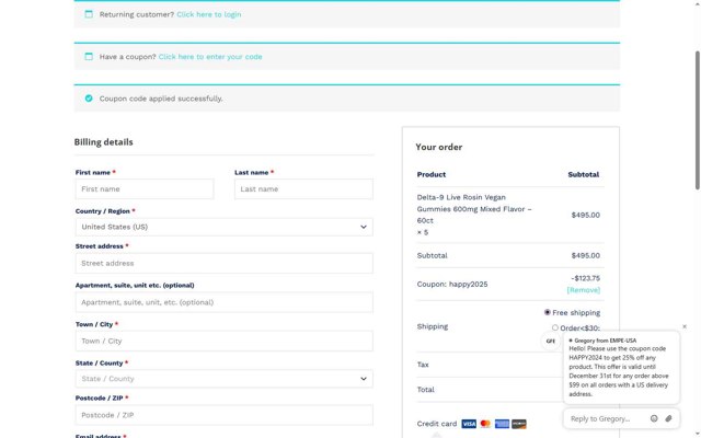 Empe checkout page showing Empe promo code box | Screenshot taken by SimplyCodes community member on Aug 25, 2025