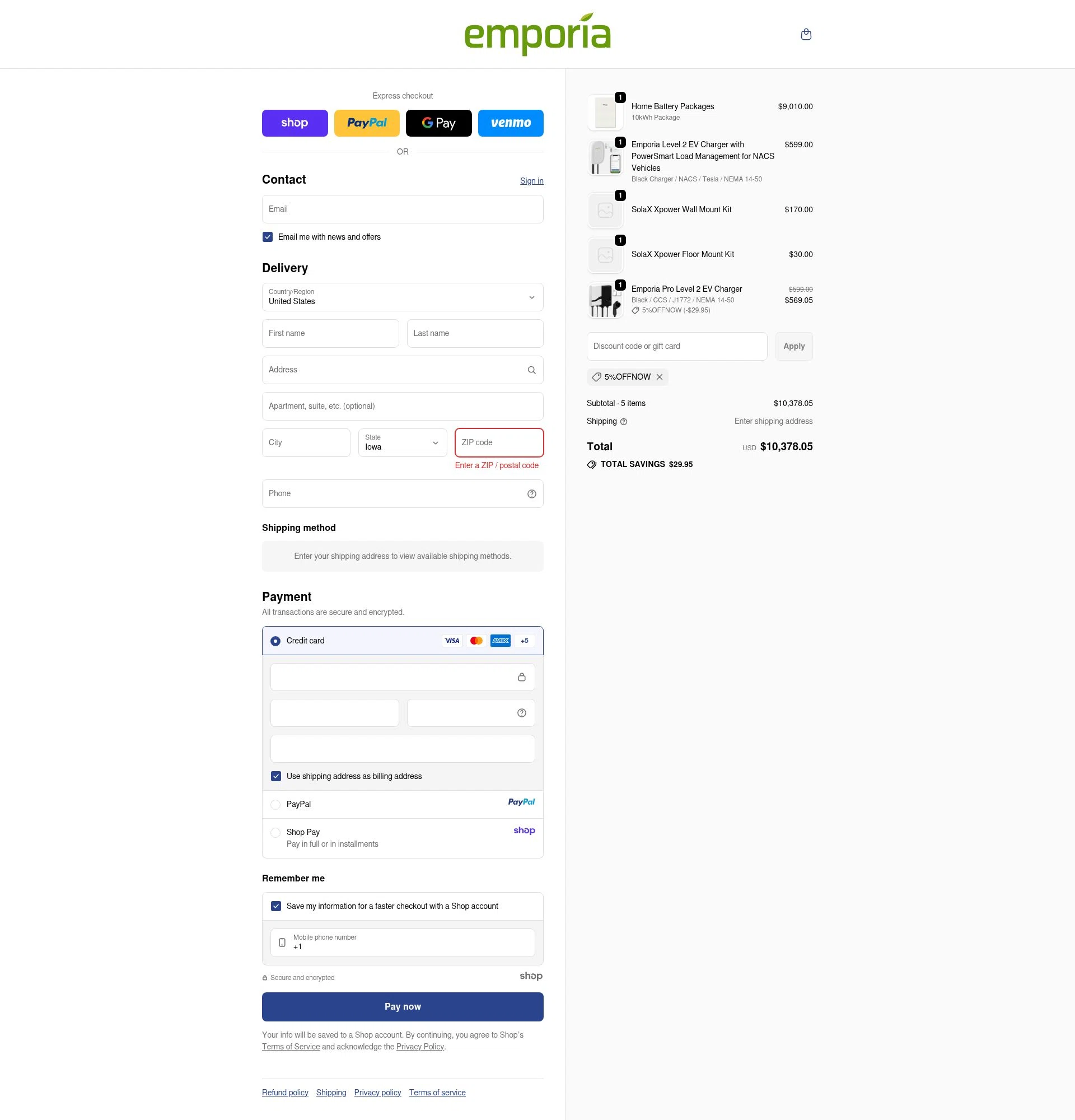 Emporia checkout page showing Emporia discount code box | Screenshot taken by SimplyCodes community member on Sep 24, 2025