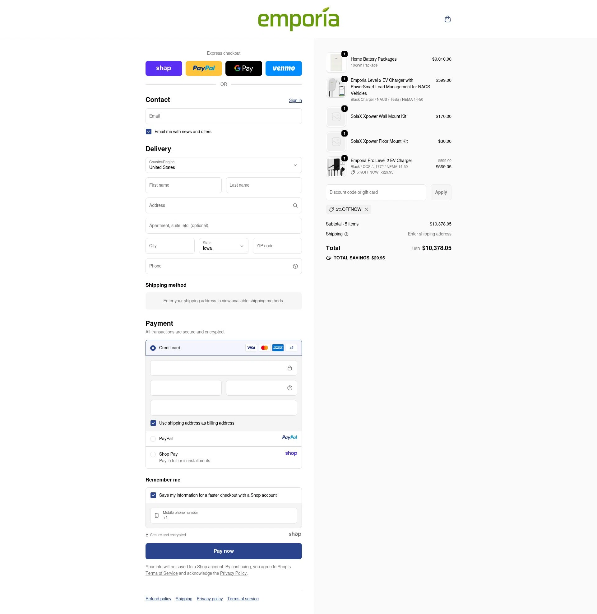 Emporia checkout page showing Emporia discount code box | Screenshot taken by SimplyCodes community member on Sep 20, 2025