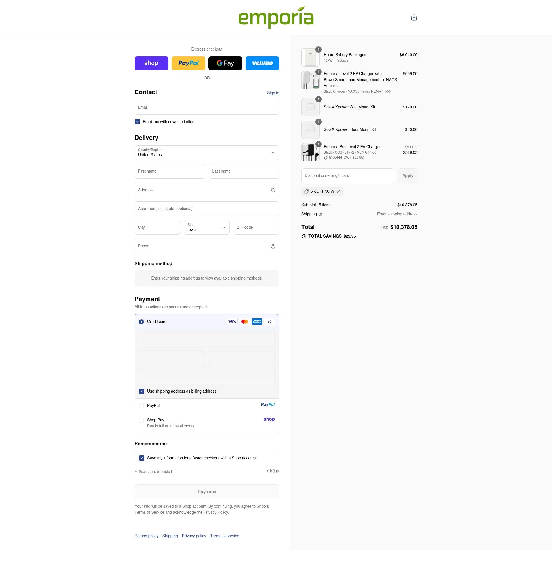 Emporia checkout page showing Emporia discount code box | Screenshot taken by SimplyCodes community member on Sep 15, 2025