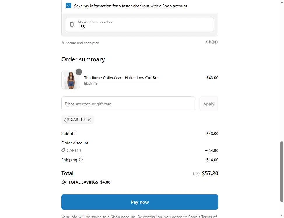 Elena Apparel checkout page showing Elena Apparel promo code box | Screenshot taken by SimplyCodes community member on Jul 28, 2025