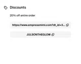 JULSONTHEGLOW coupon verification screenshot