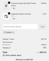 SARAHK coupon verification screenshot