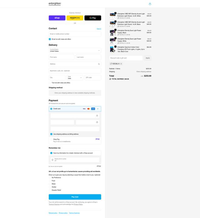Enbrighten checkout page showing Enbrighten discount code box | Screenshot taken by SimplyCodes community member on Oct 10, 2025
