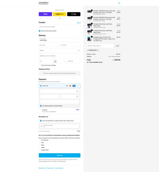 Enbrighten checkout page showing Enbrighten discount code box | Screenshot taken by SimplyCodes community member on Oct 10, 2025