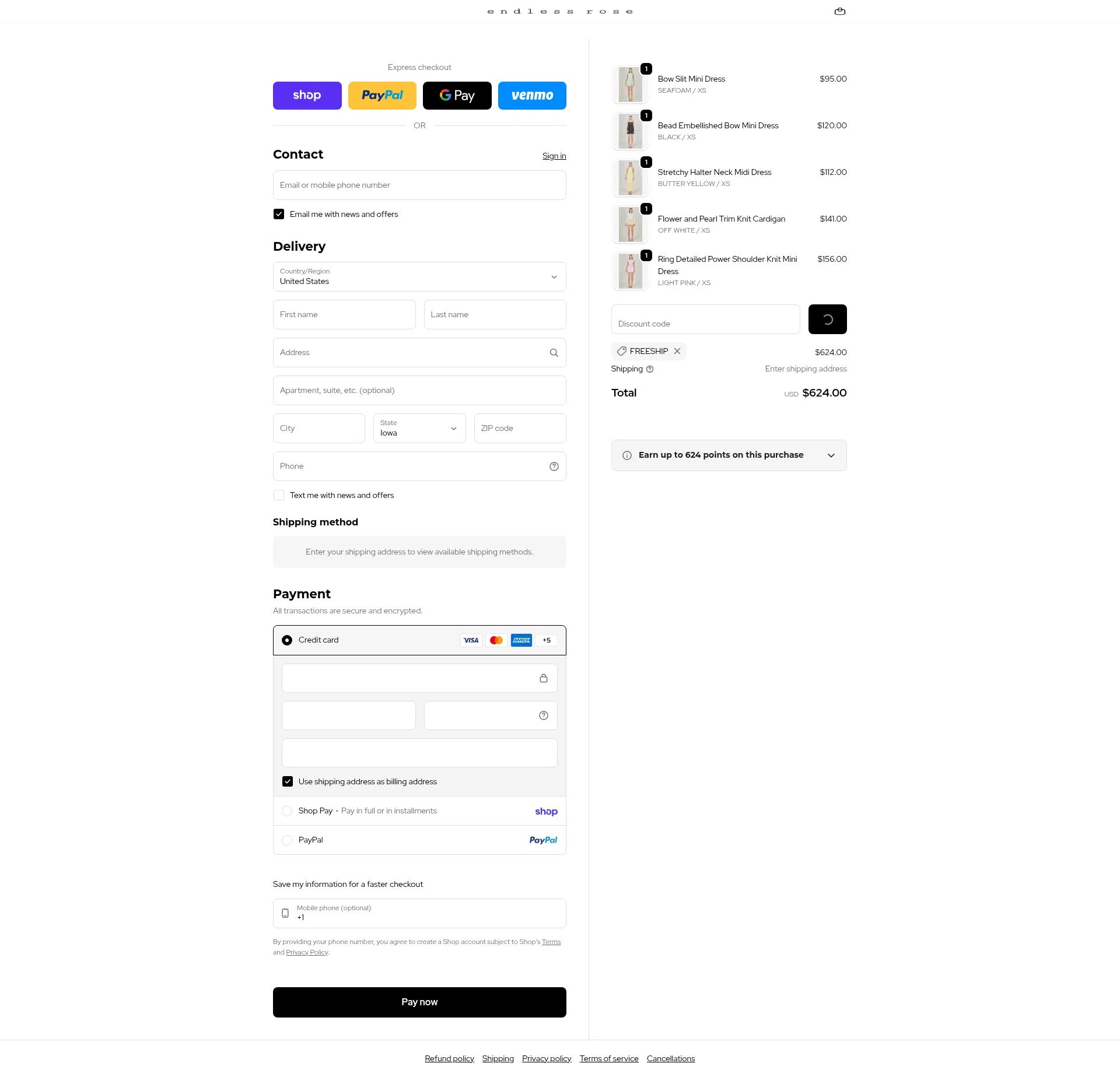 Endless Rose checkout page showing Endless Rose promo code box | Screenshot taken by SimplyCodes community member on Feb 15, 2026