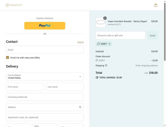 Enewton Design checkout page showing Enewton Design promo code box | Screenshot taken by SimplyCodes community member on Sep 4, 2025