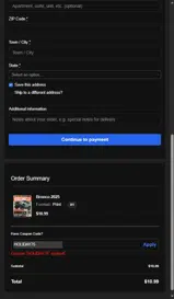 HOLIDAY75 coupon verification screenshot