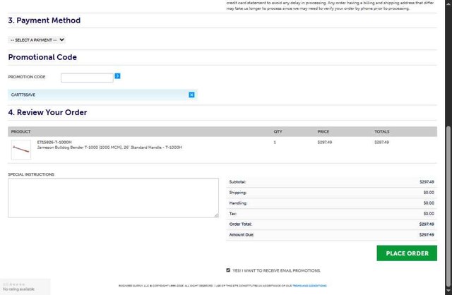 EngineerSupply checkout page showing EngineerSupply promo code box | Screenshot taken by SimplyCodes community member on Aug 29, 2025