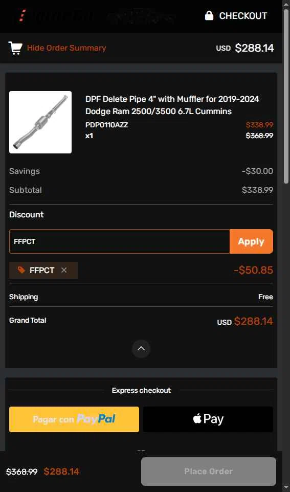 EngineGo checkout page showing EngineGo promo code box | Screenshot taken by SimplyCodes community member on Dec 15, 2025