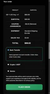 Enhanced Bio Labs coupon verification screenshot