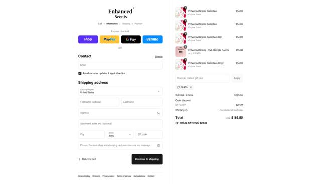 Enhanced Scents checkout page showing Enhanced Scents coupon code box | Screenshot taken by SimplyCodes community member on Sep 12, 2025