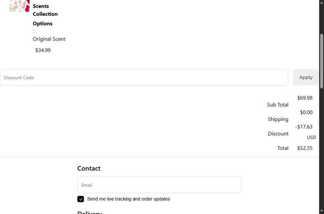 Enhanced Scents checkout page showing Enhanced Scents coupon code box | Screenshot taken by SimplyCodes community member on Sep 12, 2025