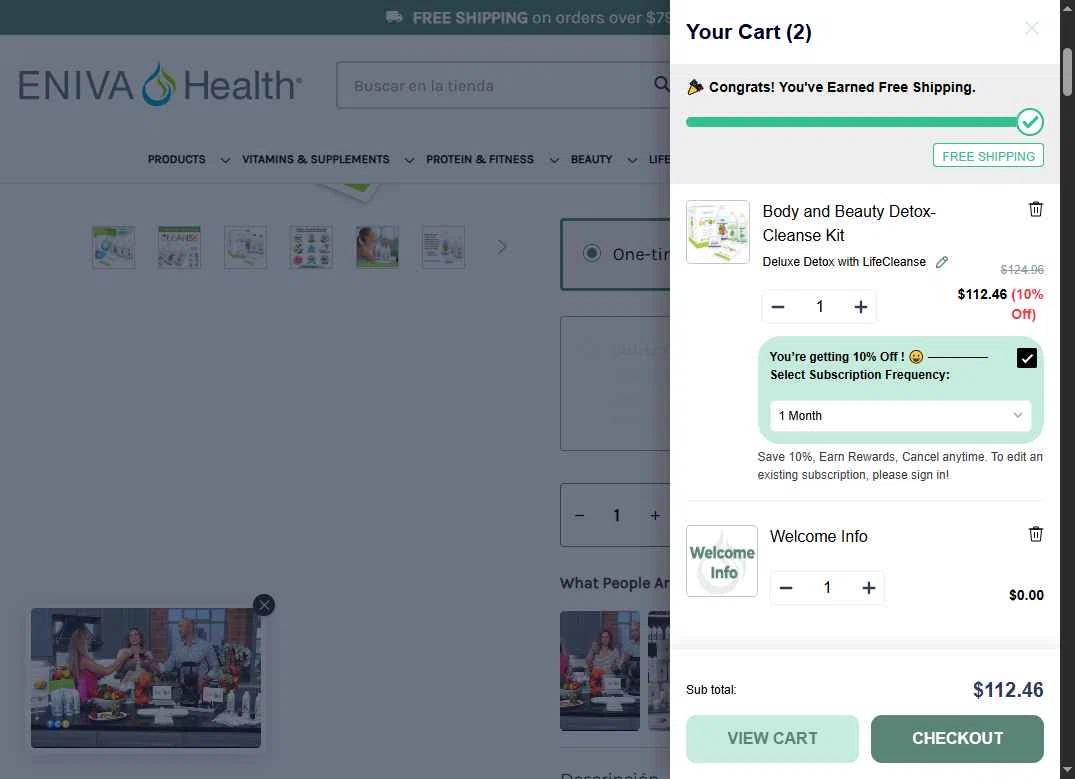 Eniva checkout page showing Eniva coupon code box | Screenshot taken by SimplyCodes community member on Sep 24, 2025