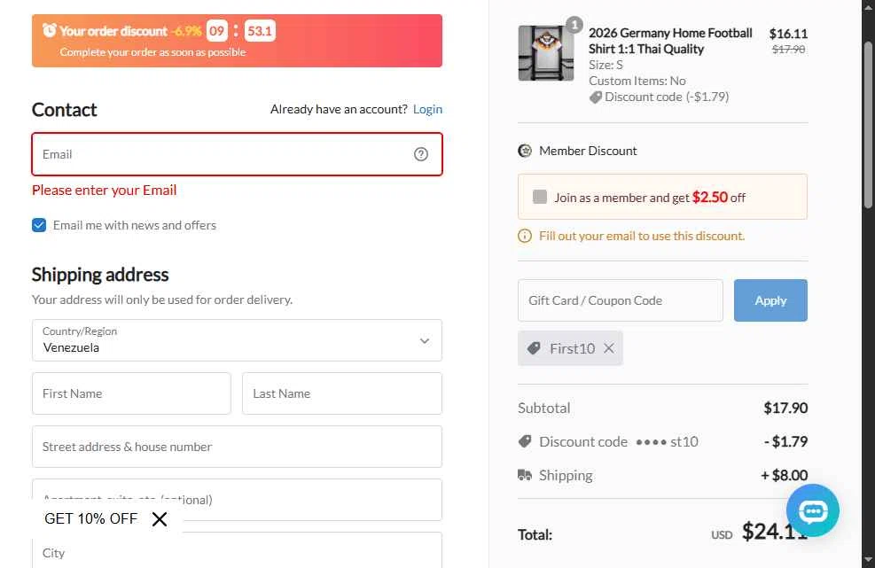enjoyfball checkout page showing enjoyfball promo code box | Screenshot taken by SimplyCodes community member on Nov 20, 2025