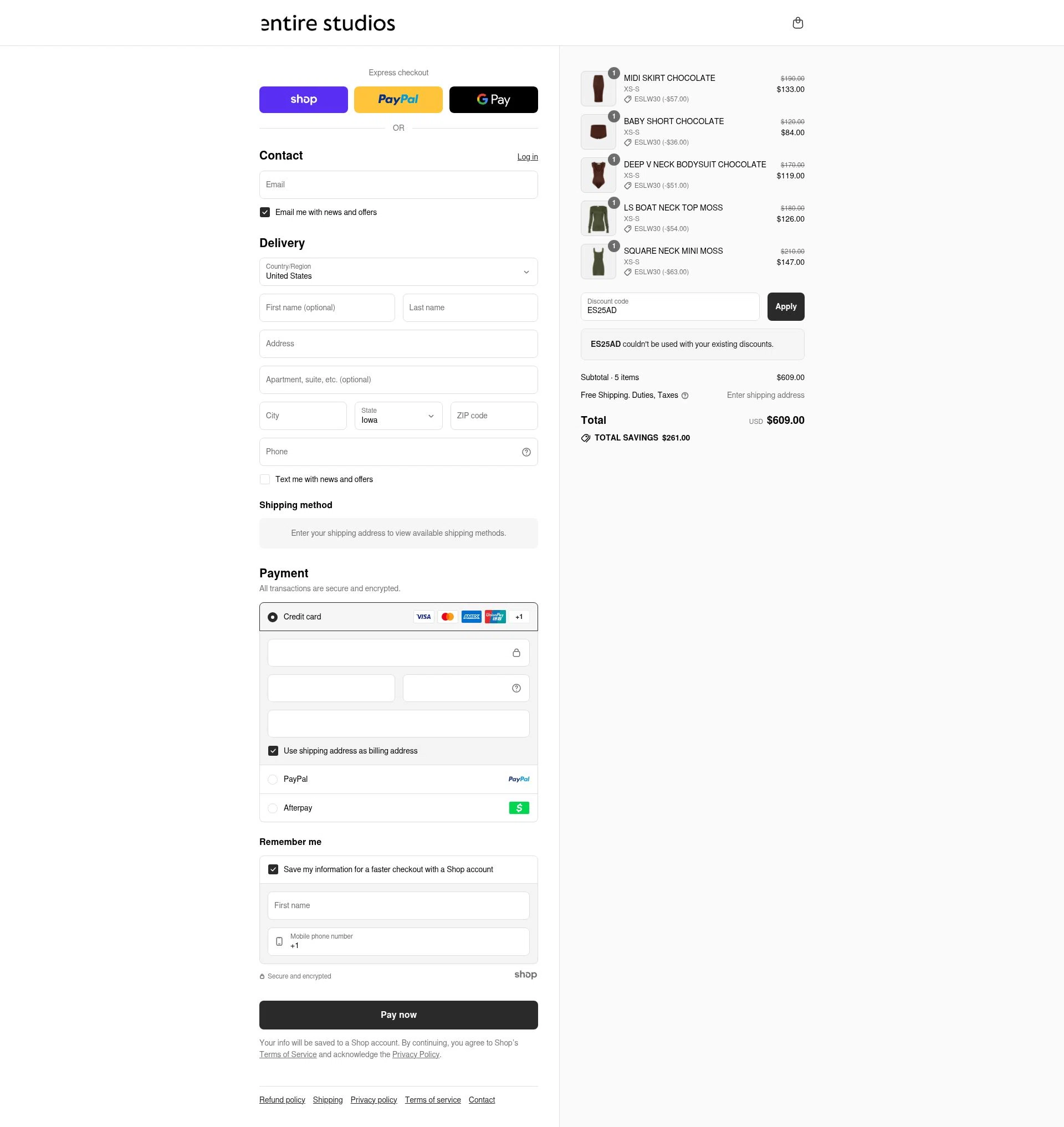 entire studios checkout page showing entire studios discount code box | Screenshot taken by SimplyCodes community member on Aug 30, 2025