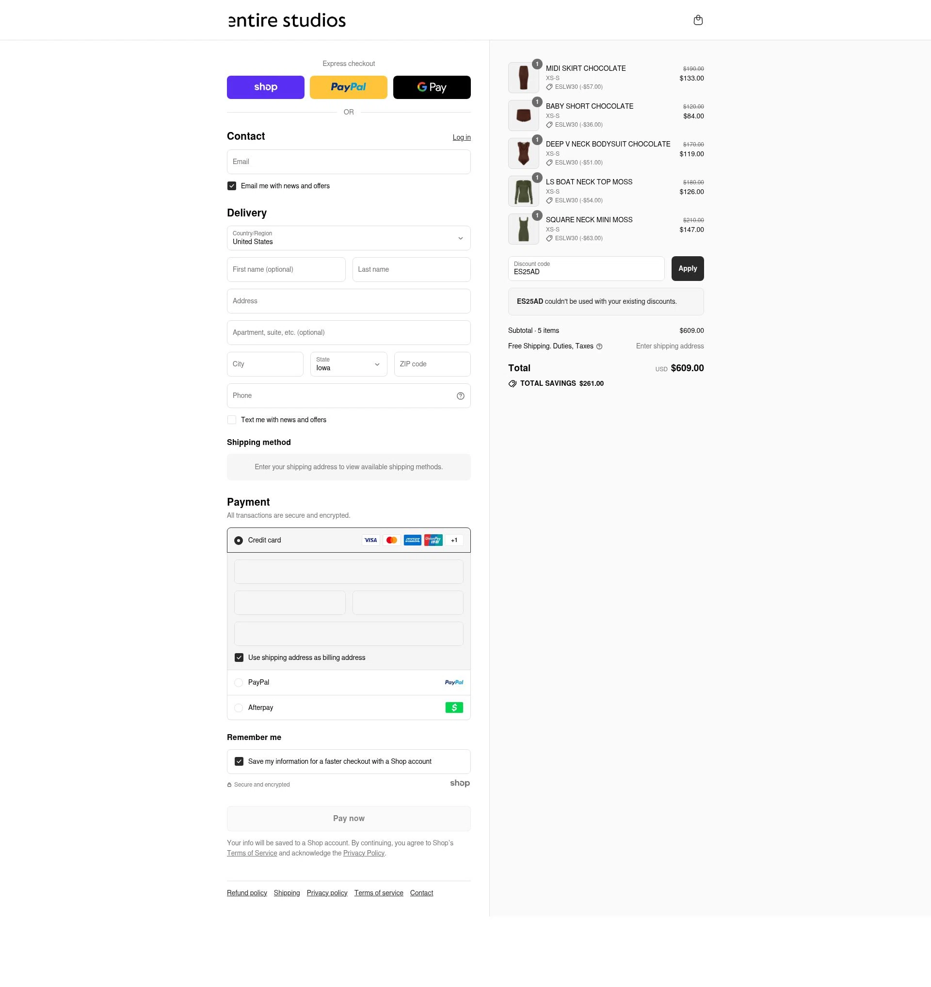 entire studios checkout page showing entire studios discount code box | Screenshot taken by SimplyCodes community member on Aug 30, 2025