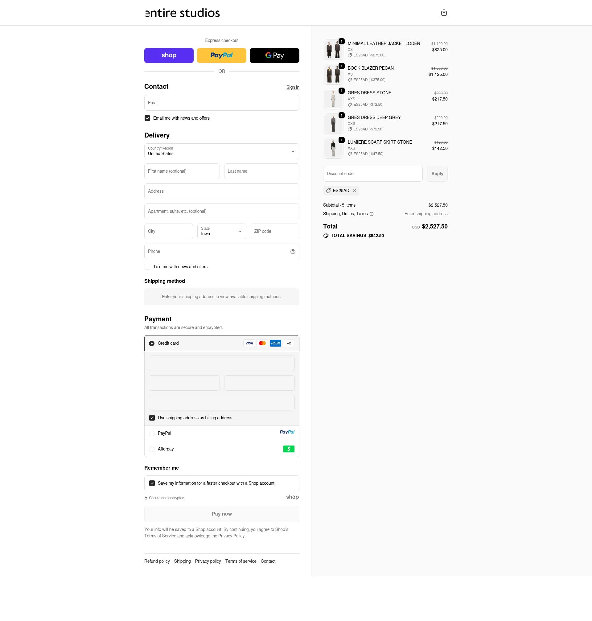 entire studios checkout page showing entire studios discount code box | Screenshot taken by SimplyCodes community member on Oct 2, 2025