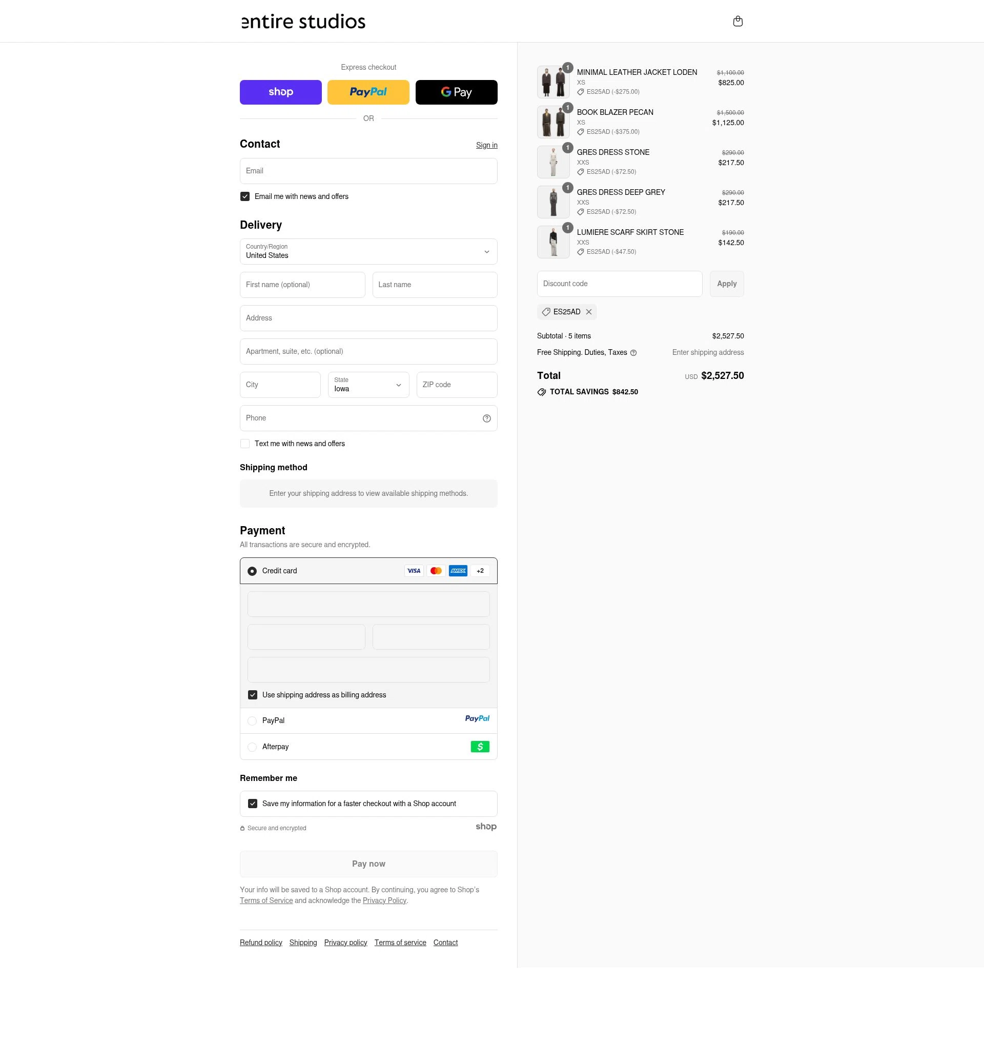 entire studios checkout page showing entire studios discount code box | Screenshot taken by SimplyCodes community member on Sep 15, 2025