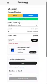 UPDATE coupon verification screenshot