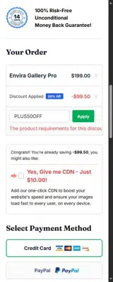 PLUS50OFF coupon verification screenshot