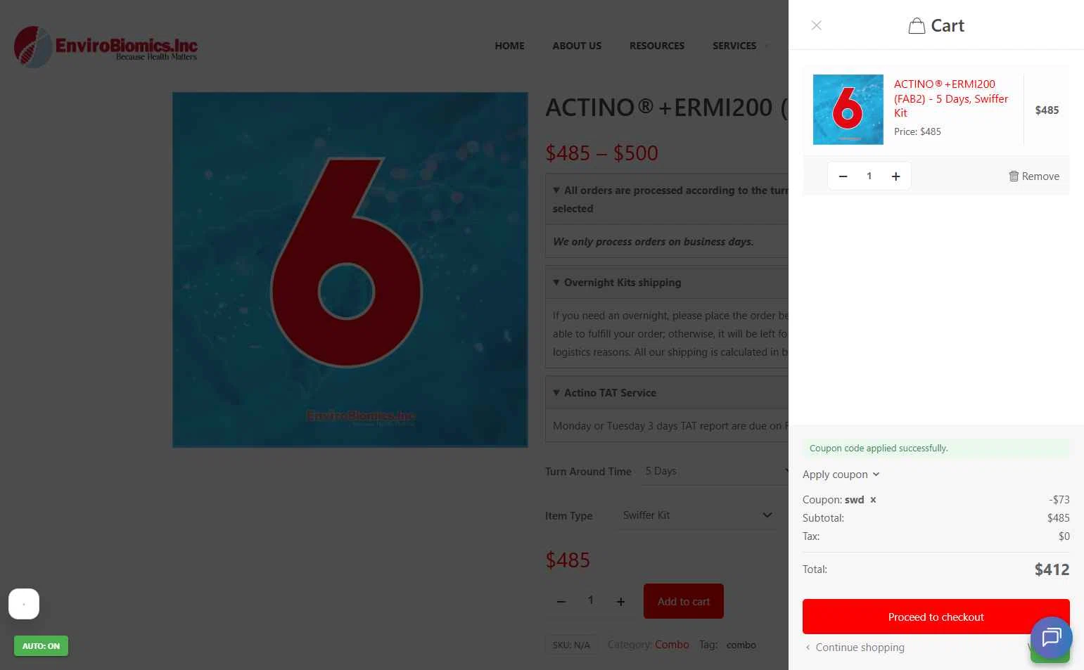 EnviroBiomics checkout page showing EnviroBiomics coupon code box | Screenshot taken by SimplyCodes community member on Dec 24, 2025