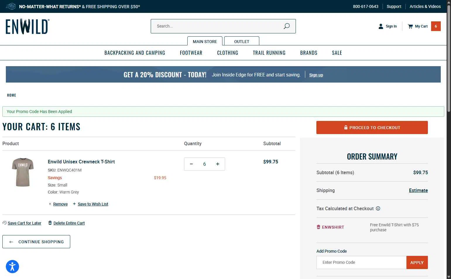 Enwild checkout page showing Enwild promo code box | Screenshot taken by SimplyCodes community member on Jan 28, 2026