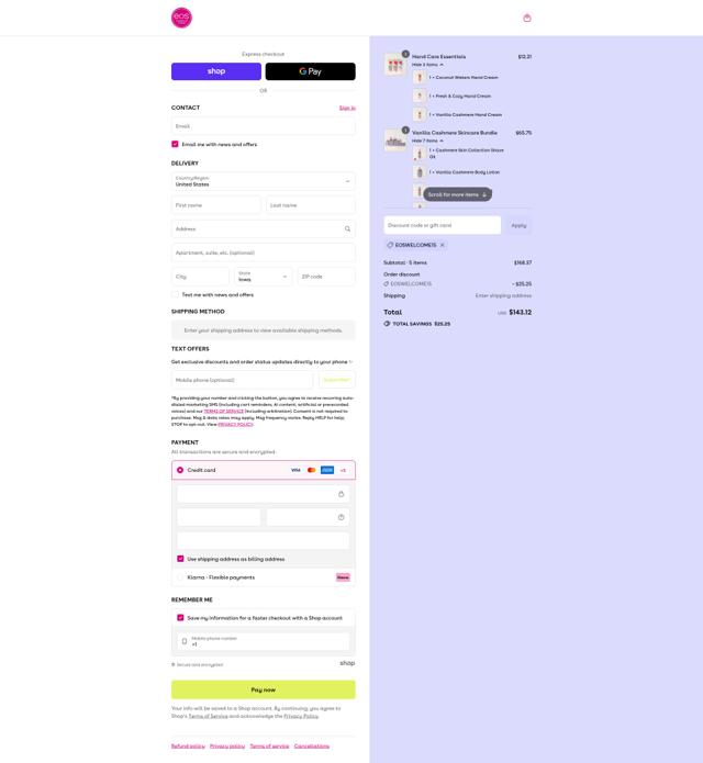 EOS checkout page showing EOS promo code box | Screenshot taken by SimplyCodes community member on Sep 12, 2025