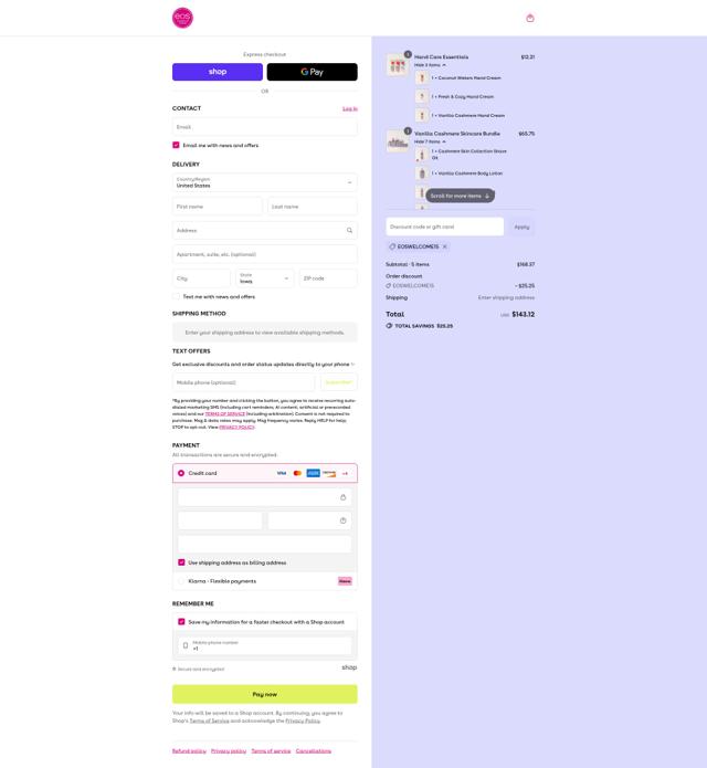 EOS checkout page showing EOS promo code box | Screenshot taken by SimplyCodes community member on Sep 8, 2025