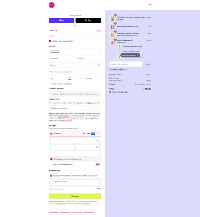 EOS checkout page showing EOS promo code box | Screenshot taken by SimplyCodes community member on Sep 15, 2025