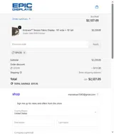 Epic Displays coupon verification screenshot