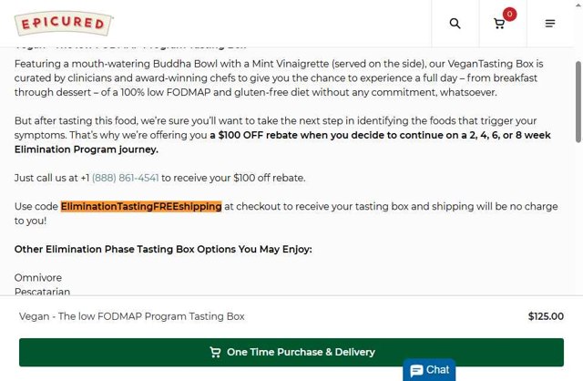 Epicured checkout page showing Epicured promo code box | Screenshot taken by SimplyCodes community member on May 5, 2025
